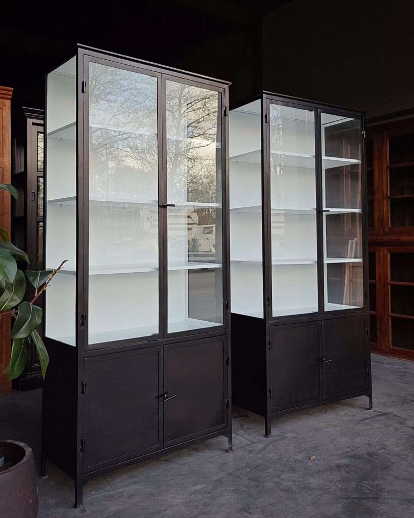 Prachtige metalen apothekerskasten | Dokterskast zwart #6766