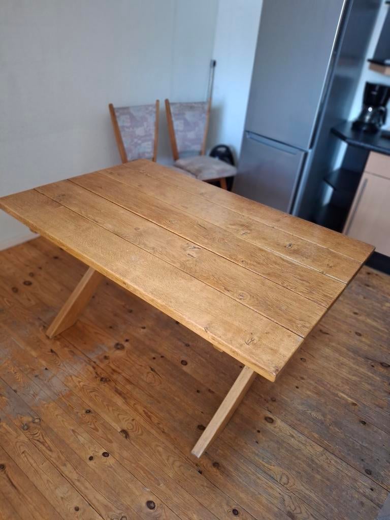 Eikenhouten eettafel, Ophalen, Rechthoekig, 50 tot 100 cm
