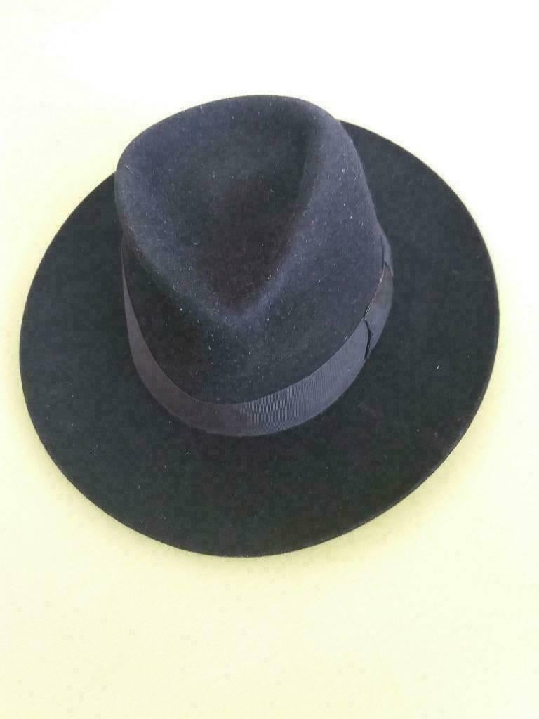 Vilten Hoed - Stanton - Zwart - VINTAGE, Ophalen, 55 cm (S, 6⅞ inch) of minder, Hoed, Zo goed als nieuw