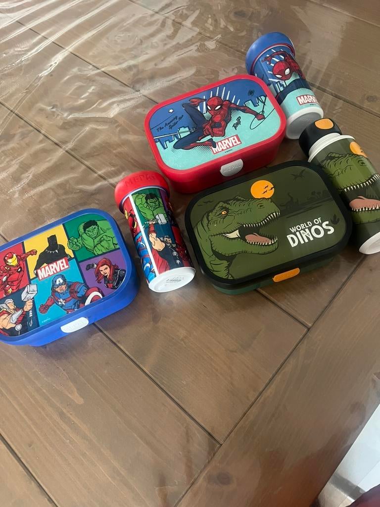 3 Mepal Broodtrommels met Bijpassende Bekers - Gebruikt, Ophalen of Verzenden, Gebruikt