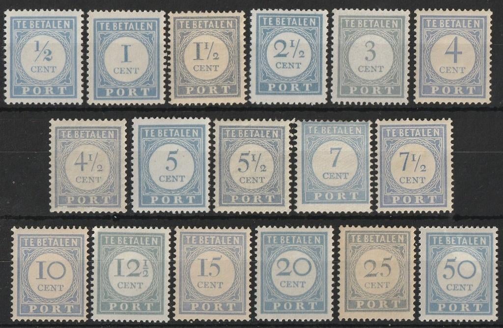 Nederland 1912-1920 Portzegels P44/P60 MNH, Ophalen of Verzenden, T/m 1940, Postfris