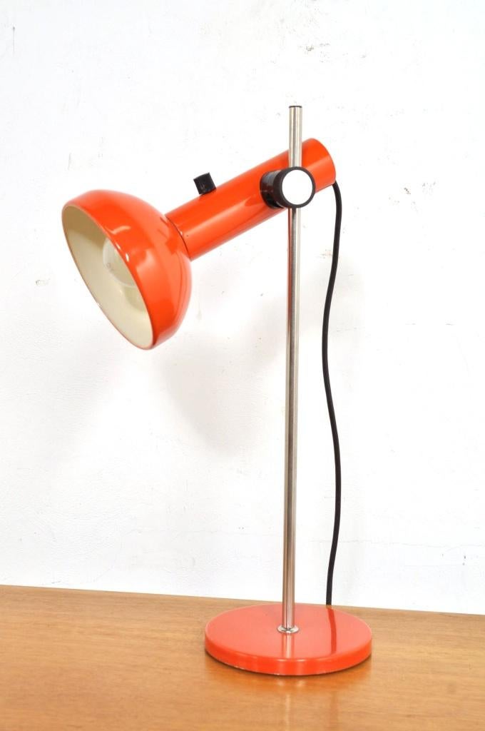 Vintage tafellamp orange lamp bureaulamp jaren 60, Ophalen of Verzenden, Gebruikt, 50 tot 75 cm