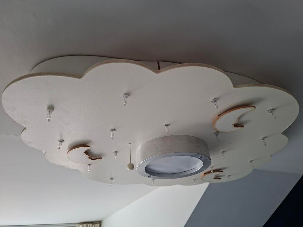Witte plafondlamp wolk met maan en sterren, Ophalen of Verzenden