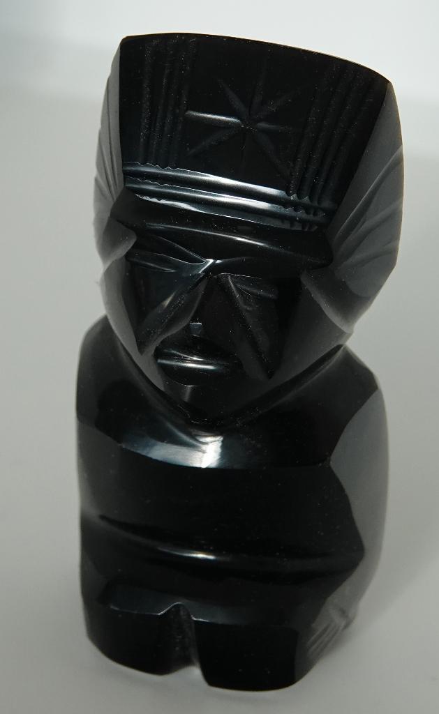 Obsidiaan Maya Inca beeldje uit 1979, Mexico, handgesneden, Ophalen of Verzenden
