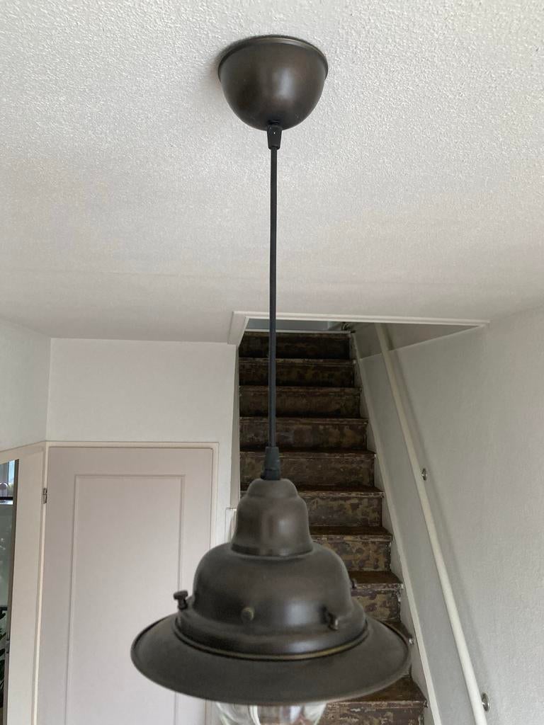 Koperen Scheepslamp met Glazen Bol - Ø 24 cm, Ophalen of Verzenden