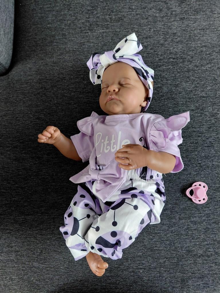 Getinte reborn babypop, Verzamelen, Poppen, Ophalen of Verzenden, Nieuw, Babypop, Levensecht of Reborn