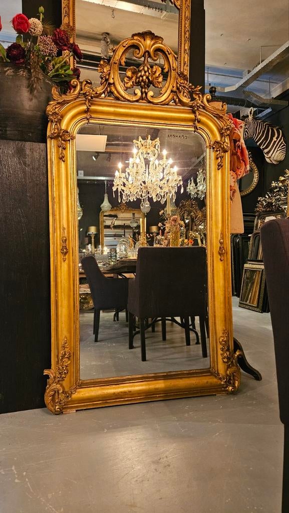 Antieke kuifspiegel/schouwspiegel..., Ophalen of Verzenden, Rechthoekig, Minder dan 50 cm