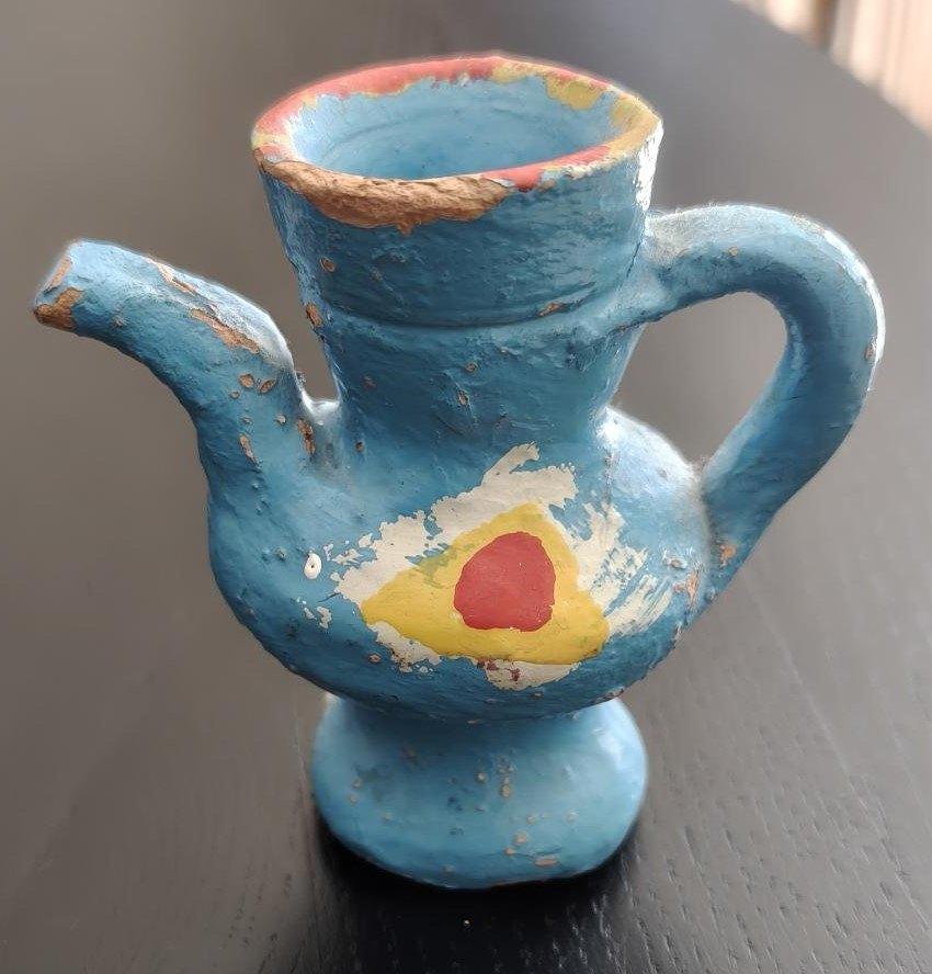 Antiek Handgeschilderd keramische kleifluit, Antiek en Kunst, Antiek | Speelgoed, Ophalen of Verzenden