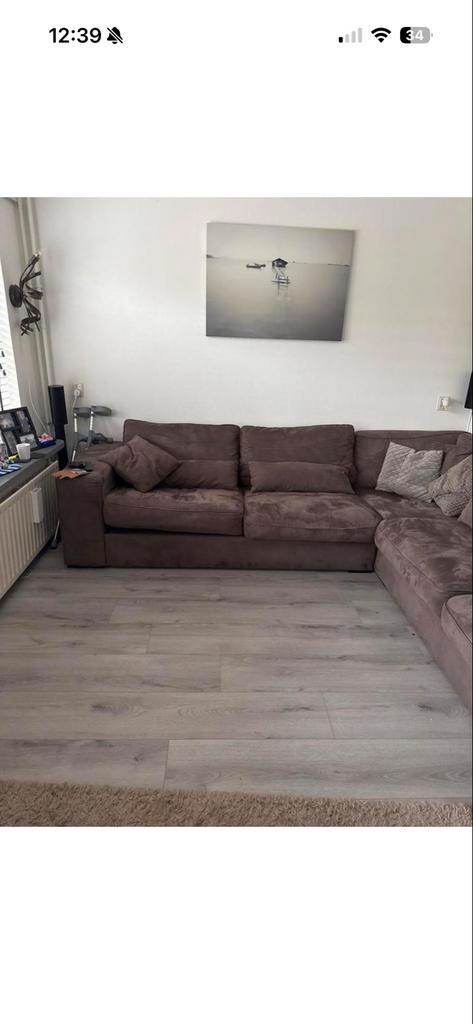 Bruine stoffen hoekbank, Ophalen of Verzenden, Gebruikt, Stof