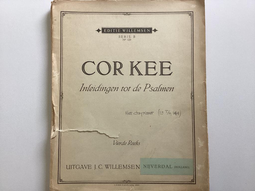 Cor Kee, inleiding tot de Psalmen, bladmuziek voor orgel, Orgel, Gebruikt, Ophalen of Verzenden, Religie en Gospel