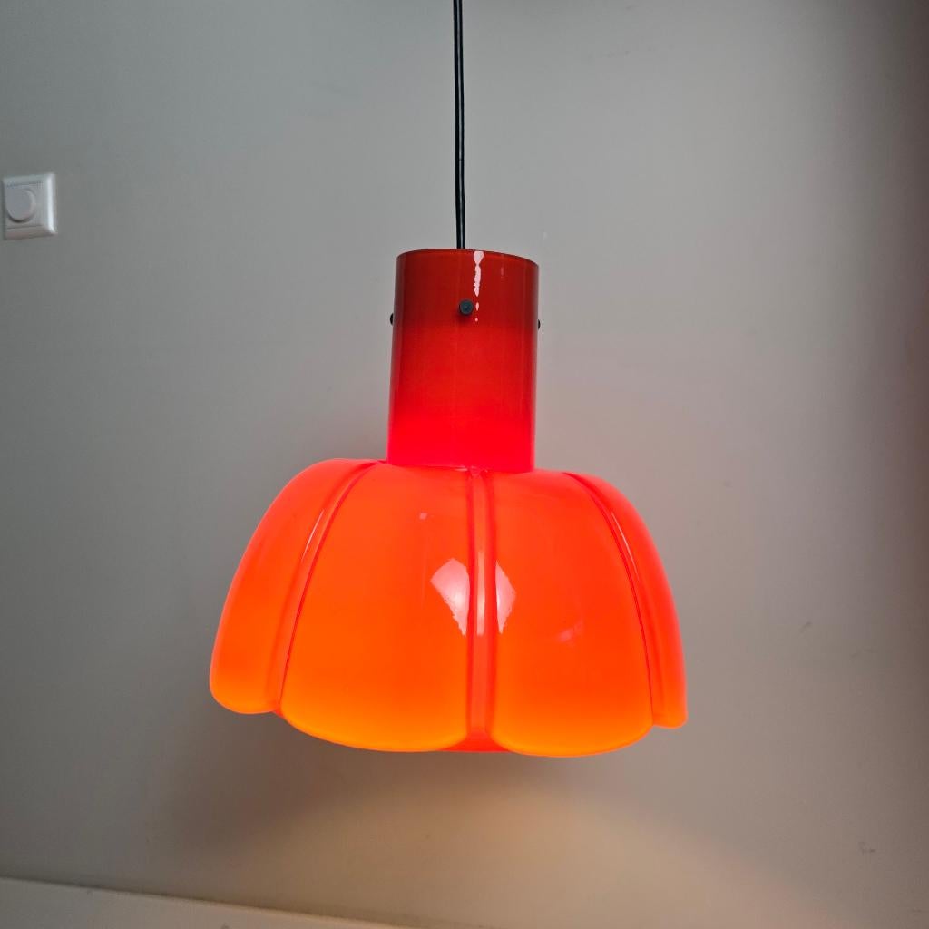 Vintage Glashütte Limburg hanglamp – donker oranje glas, Antiek en Kunst, Antiek | Lampen, Ophalen of Verzenden