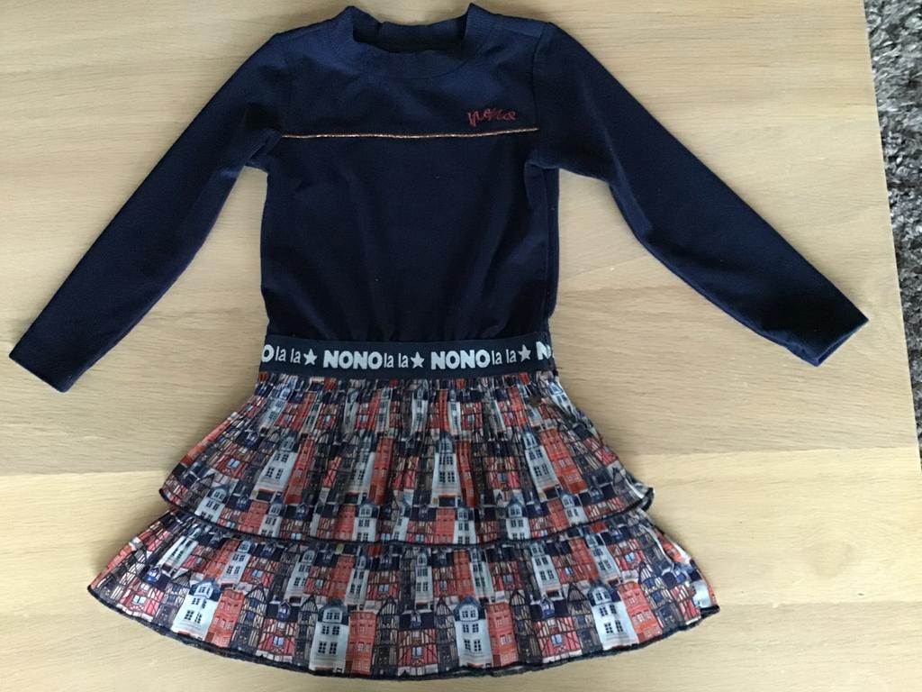 NoNo jurk maat 104 - Donkerblauw met Amsterdam print, Ophalen of Verzenden, Zo goed als nieuw, Meisje, Jurk of Rok