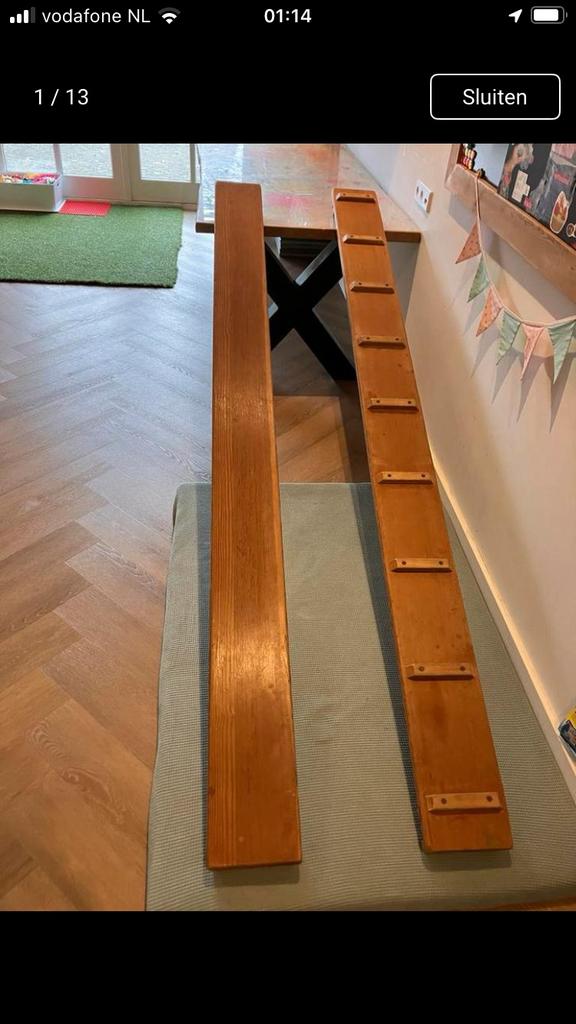 Houten Gym planken speelkamer, Sport en Fitness, Maat 36 t/m 42, Ophalen of Verzenden, Zo goed als nieuw, Materiaal