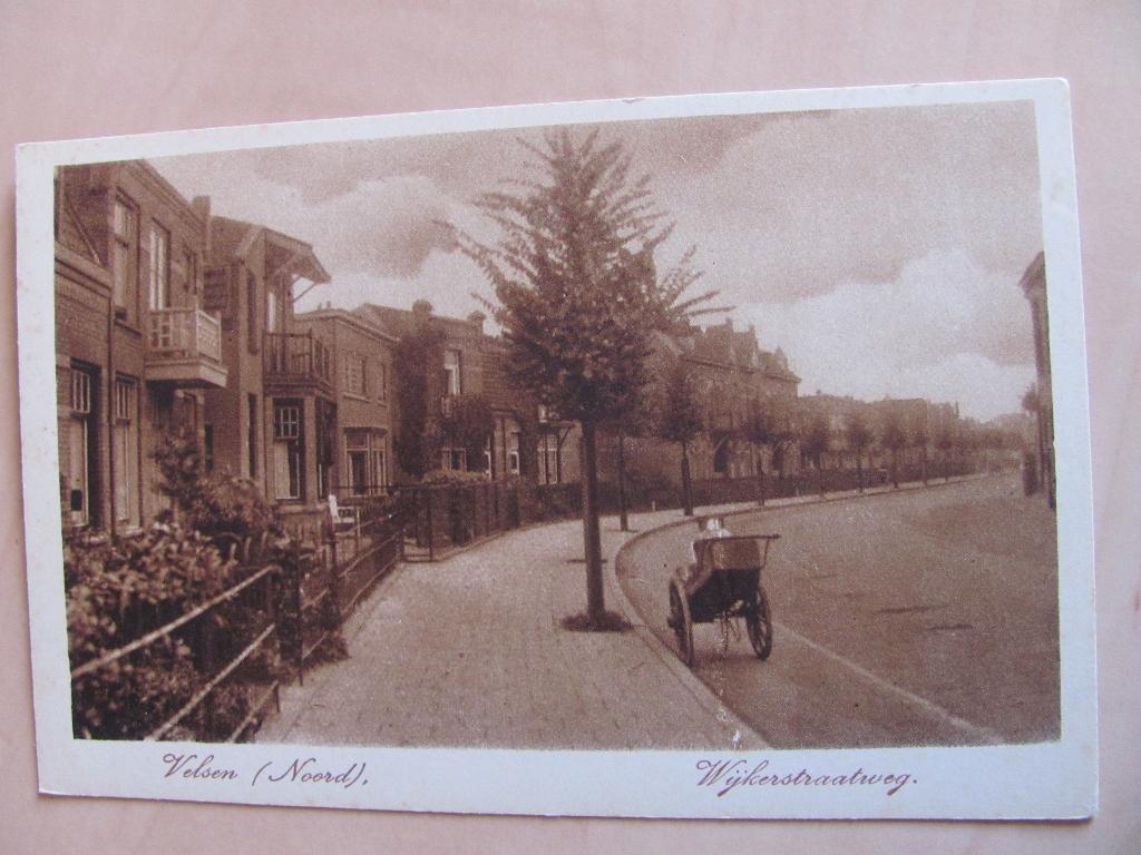 Velsen, Wijkstraatweg met handkar, Verzamelen, Ophalen of Verzenden, 1920 tot 1940, Noord-Holland