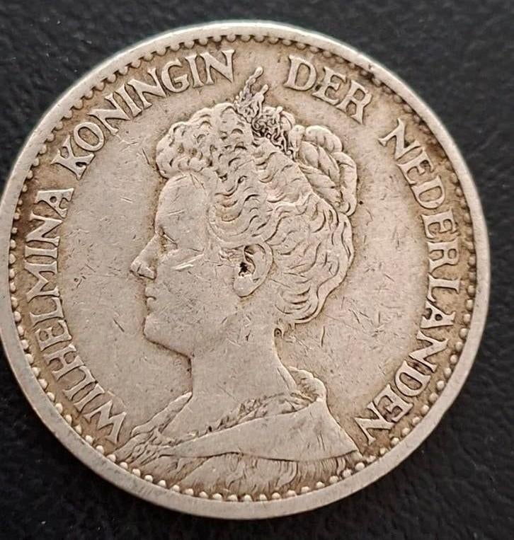 Fraaie Wilhelmina 1 Gulden 1914 hermelijnen mantel WO 1, Postzegels en Munten, Munten | Nederland, Ophalen of Verzenden, Koningin Wilhelmina