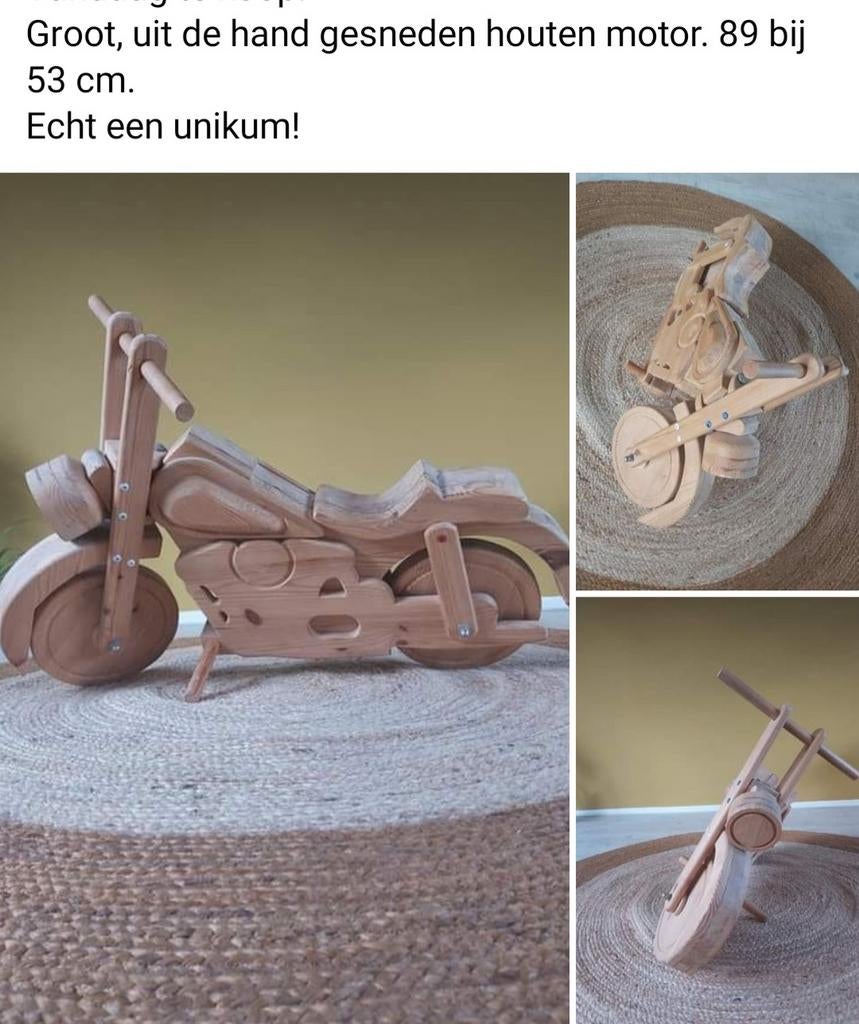 Grote, uit de hand gesneden houten motor - Uniek!, Ophalen