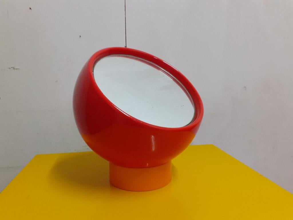jaren 70 space age design spiegel bol rood retro keramiek, Huis en Inrichting, Woonaccessoires | Spiegels, Minder dan 50 cm, Gebruikt