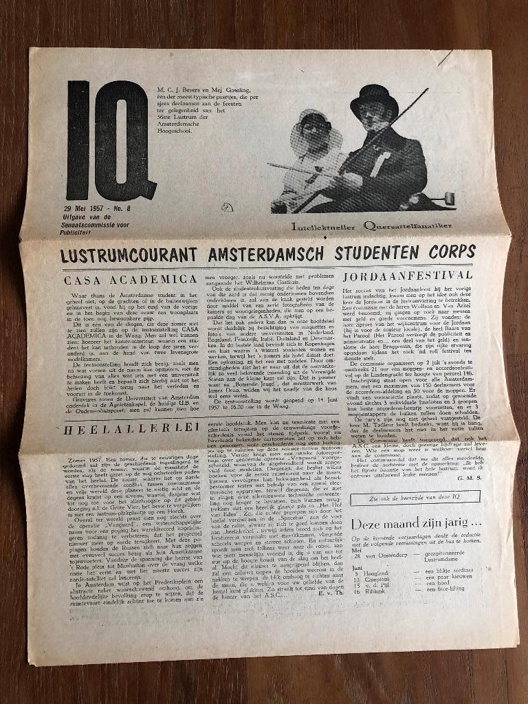 1957 Amsterdans Studentencorps. 7x IQ; lustrumkrant Fraai, Ophalen of Verzenden