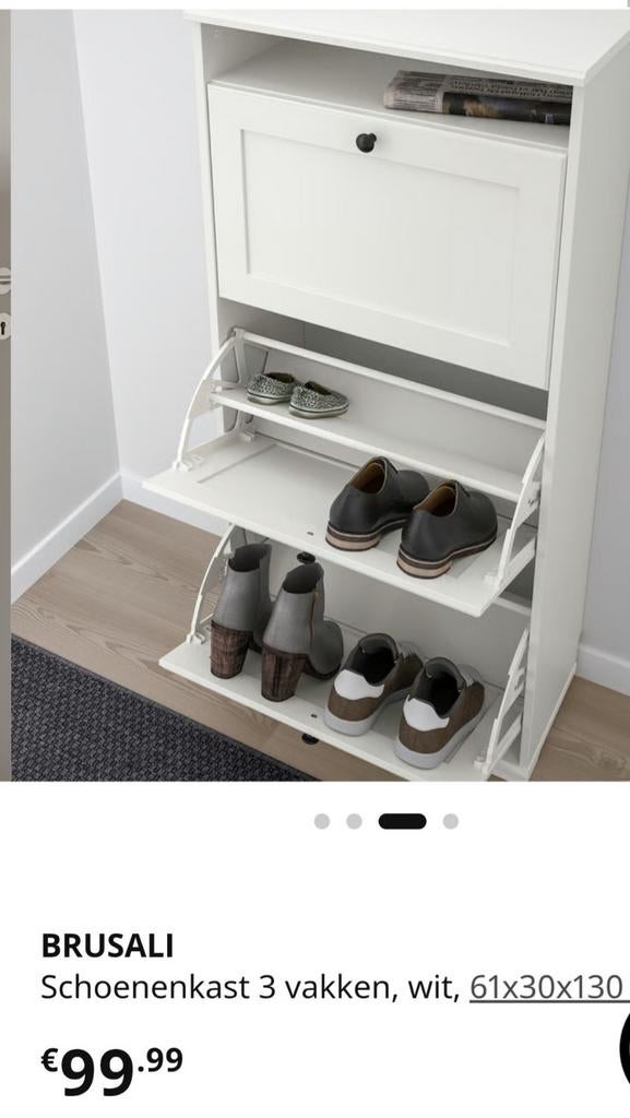 IKEA BRUSALI schoenenkast wit, 3 vakken, Ophalen