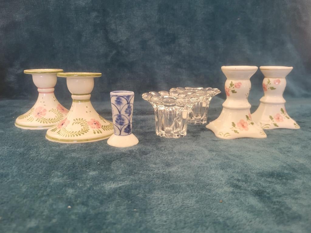 Diverse Kandelaars: Glas, Porselein & Plateel, Antiek en Kunst, Ophalen, Glas