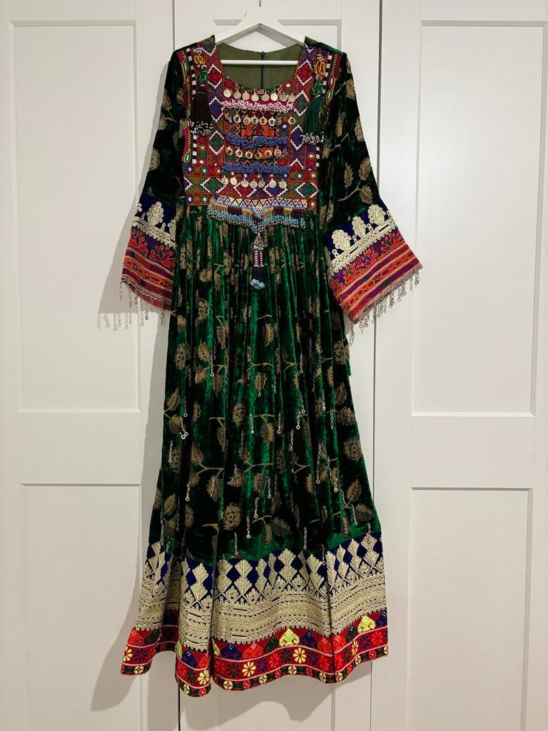 Afghaanse feestjurk met borduursels, Ophalen of Verzenden, Maat 36 (S), Gedragen, Onder de knie