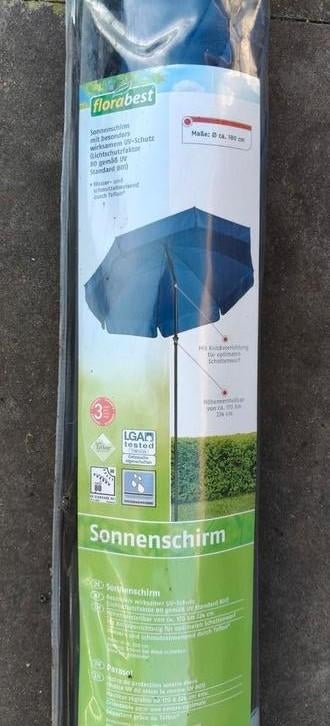 Nieuwe Set Florabest Parasol en Parasol voet, Verstelbaar, Nieuw, Ophalen of Verzenden, 1 tot 2 meter