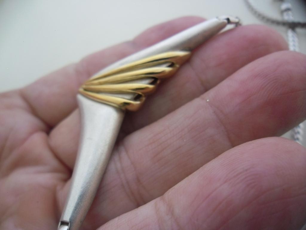 zilveren ketting met grote hanger met verguld deel [404], Verstelbaar, Verzenden, Zo goed als nieuw, Zilver