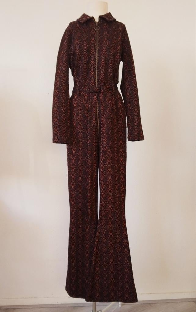Retro Zip Jumpsuit met Wavy Print King Louie XS/S, Zwart, Ophalen of Verzenden, Zo goed als nieuw, King Louie