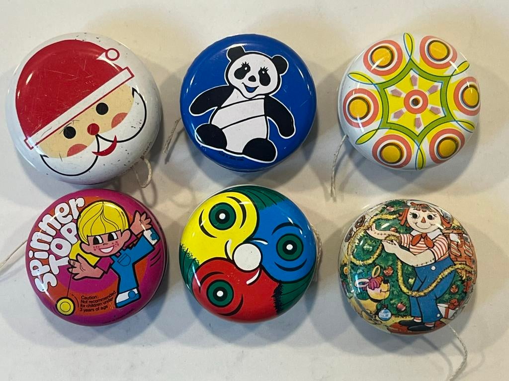 6 Vintage blikken speelgoed jojo’s jaren 70/80 Hong Kong, Verzenden, Zo goed als nieuw