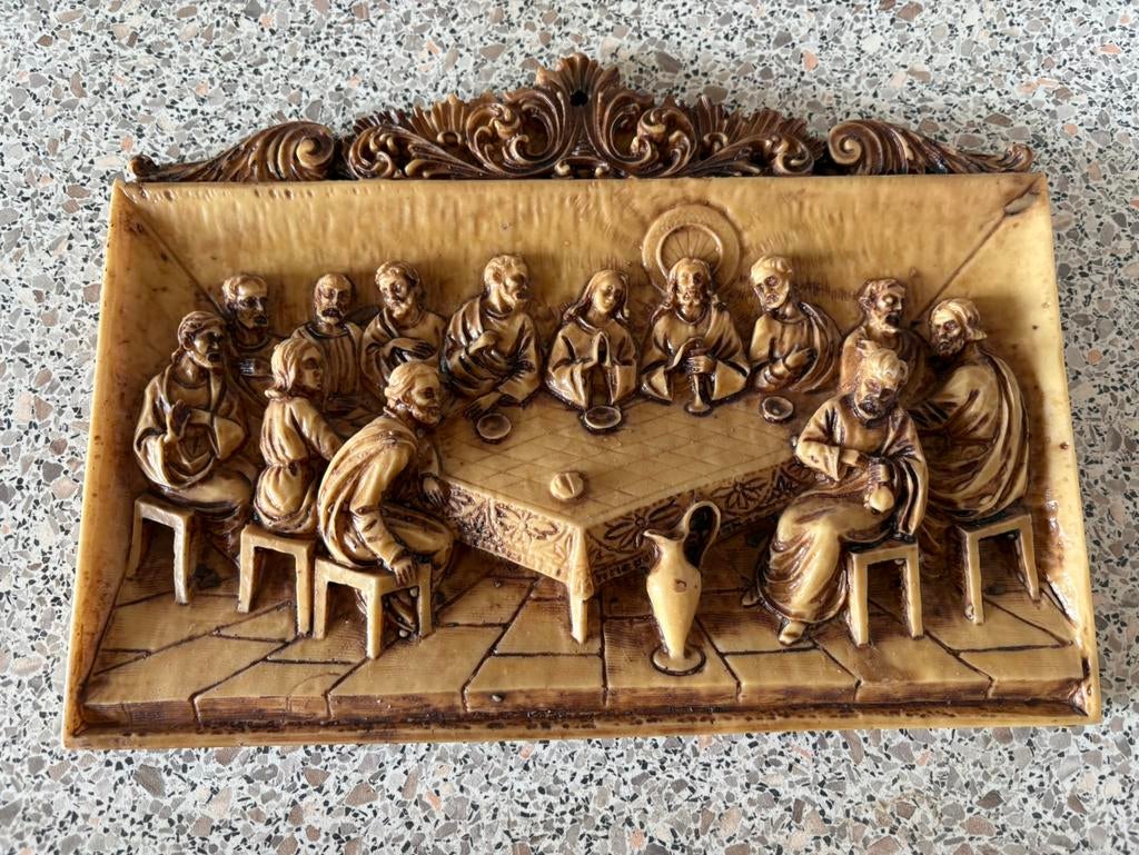 Prachtig gedetailleerd reliëf van Het Laatste Avondmaal., Antiek en Kunst, Ophalen of Verzenden