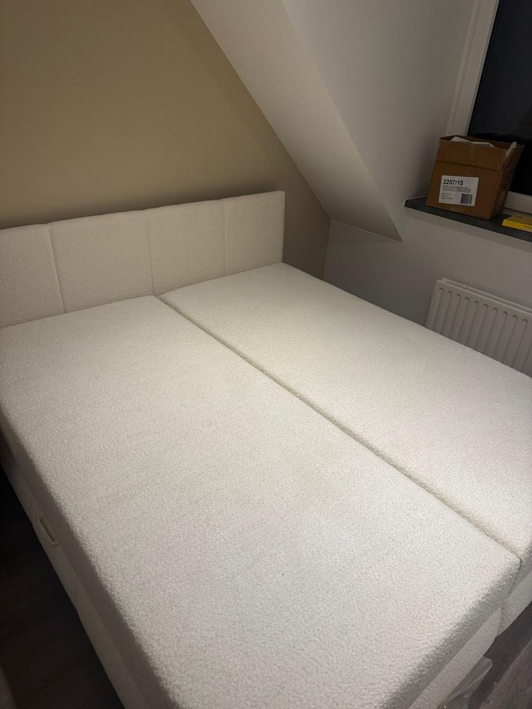 Boxspring teddy beige, Ophalen, Beige, 180 cm, Nieuw