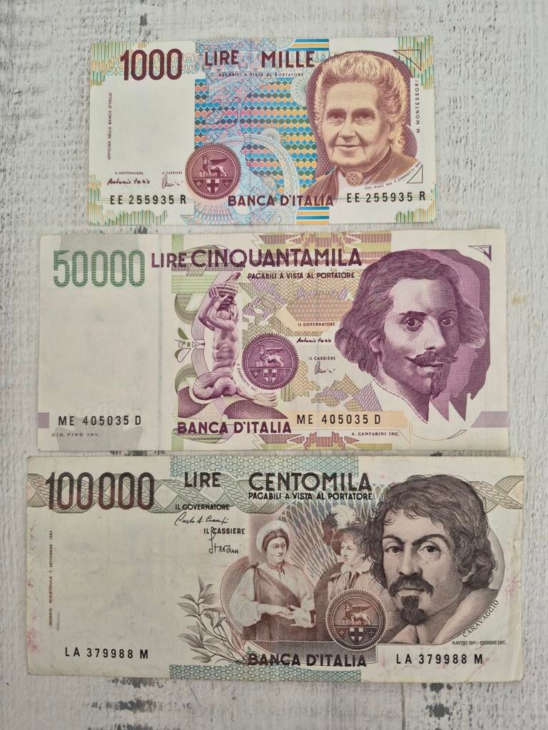 Italië  bankbiljetten 1000, 50000, 100000 Lire, Postzegels en Munten, Bankbiljetten | Europa | Niet-Eurobiljetten, Ophalen of Verzenden
