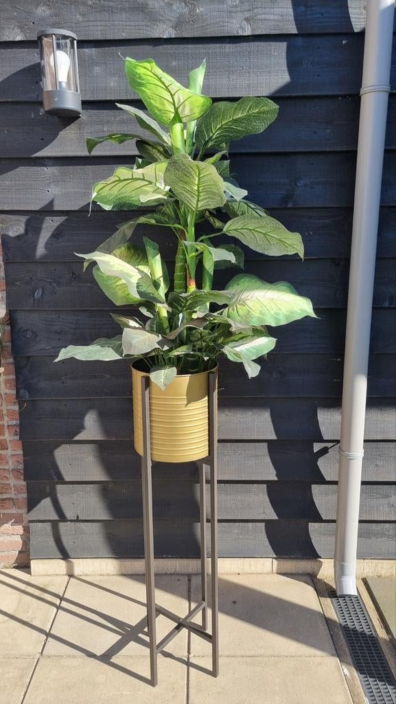 Grote kunstplant in pot met standaard, Huis en Inrichting, Kamerplanten, Overige soorten, 150 tot 200 cm, Groene kamerplant, Volledige schaduw