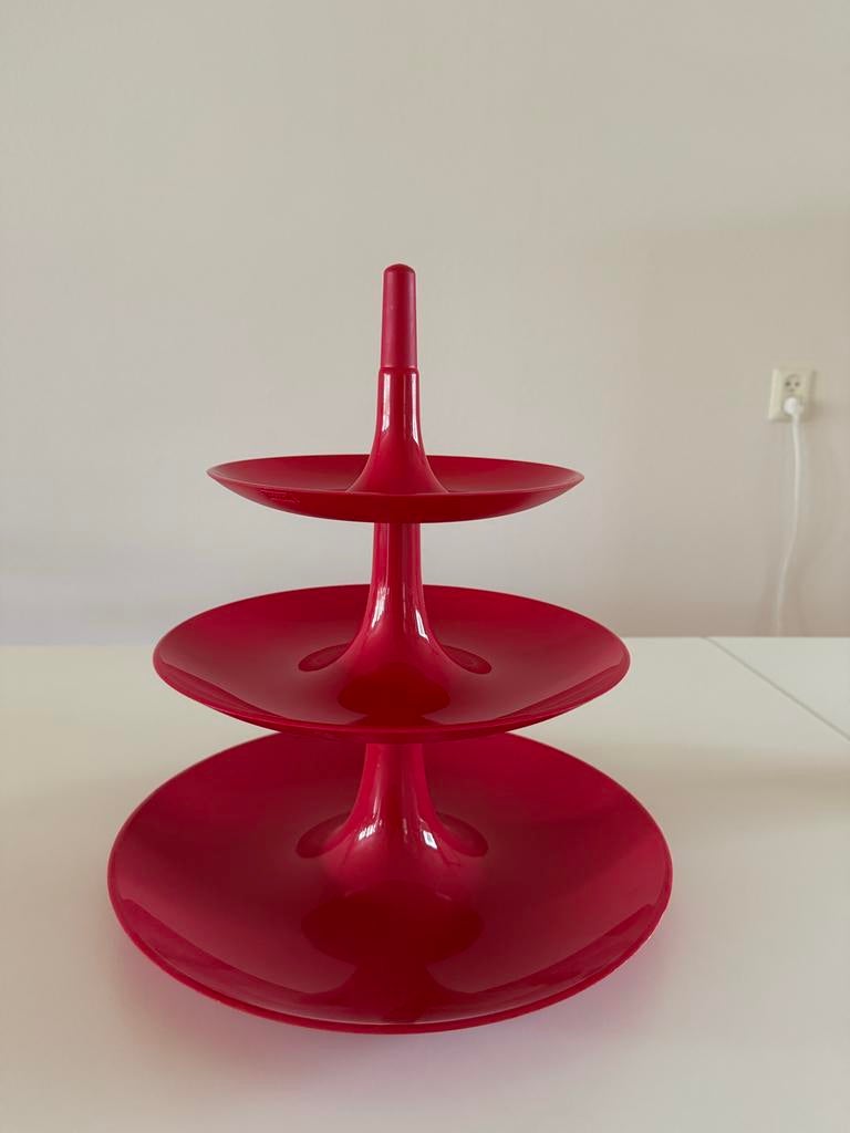 Koziol etagere rood, Ophalen, Kunststof, Schaal, Rond