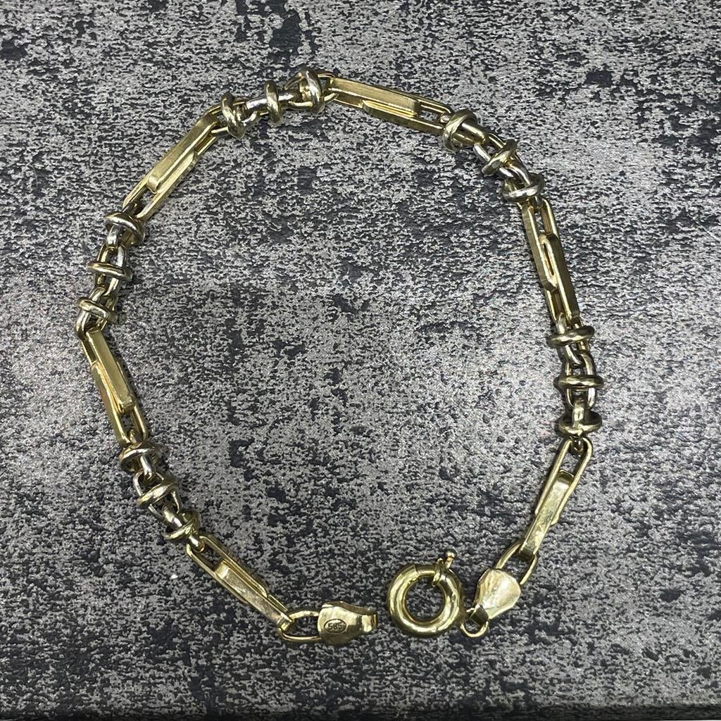 14k gouden monte carlo armband wit/geel, Ophalen of Verzenden, Zo goed als nieuw, Goud, Goud