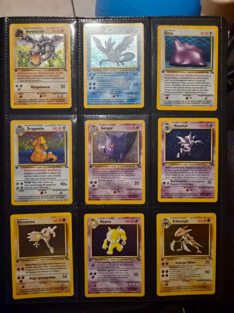 Fossil set nederlands 1st edition 61/62 compleet, Hobby en Vrije tijd, Verzamelkaartspellen | Pokémon, Ophalen of Verzenden, Gebruikt