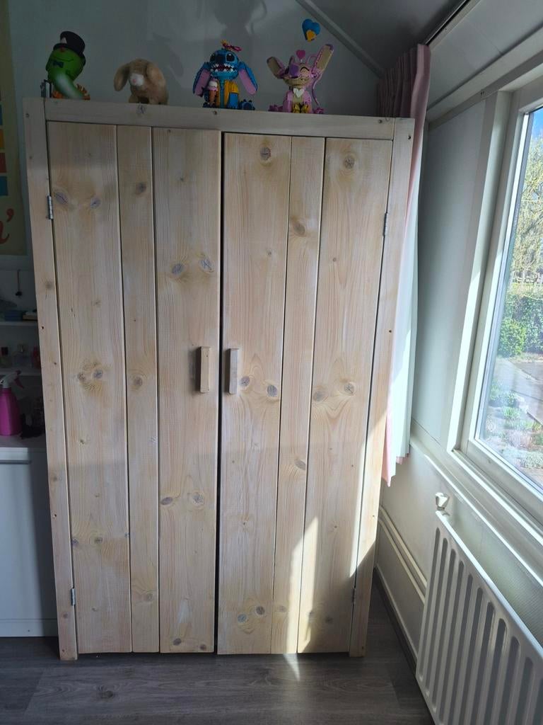 Kledingkast kinderkamer steigerhout white wash, Ophalen, 50 tot 70 cm, 100 cm of meer, 105 cm of meer