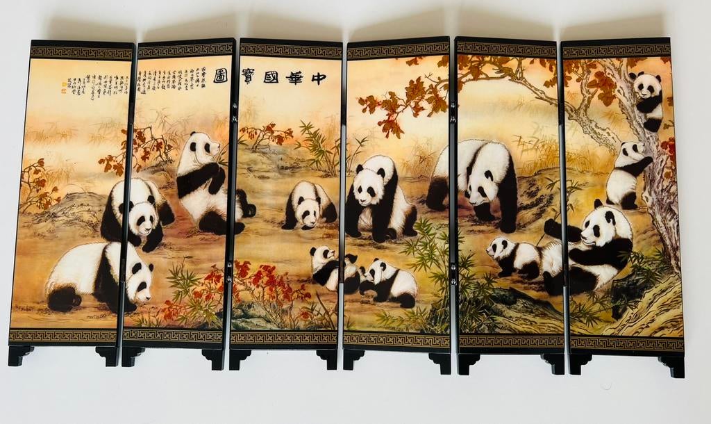 Chinees vouwscherm met het beeld van panda's., Ophalen of Verzenden