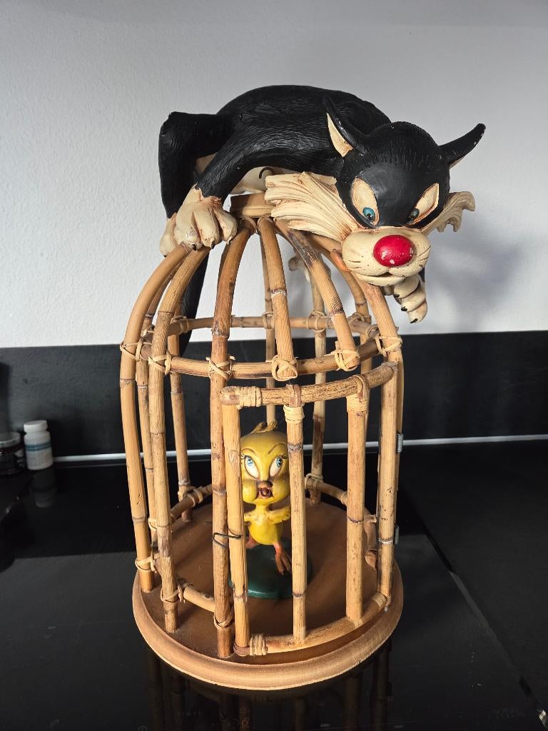 Sylvester en tweety beeld in kooi, Verzamelen, Ophalen, Gebruikt, Dier