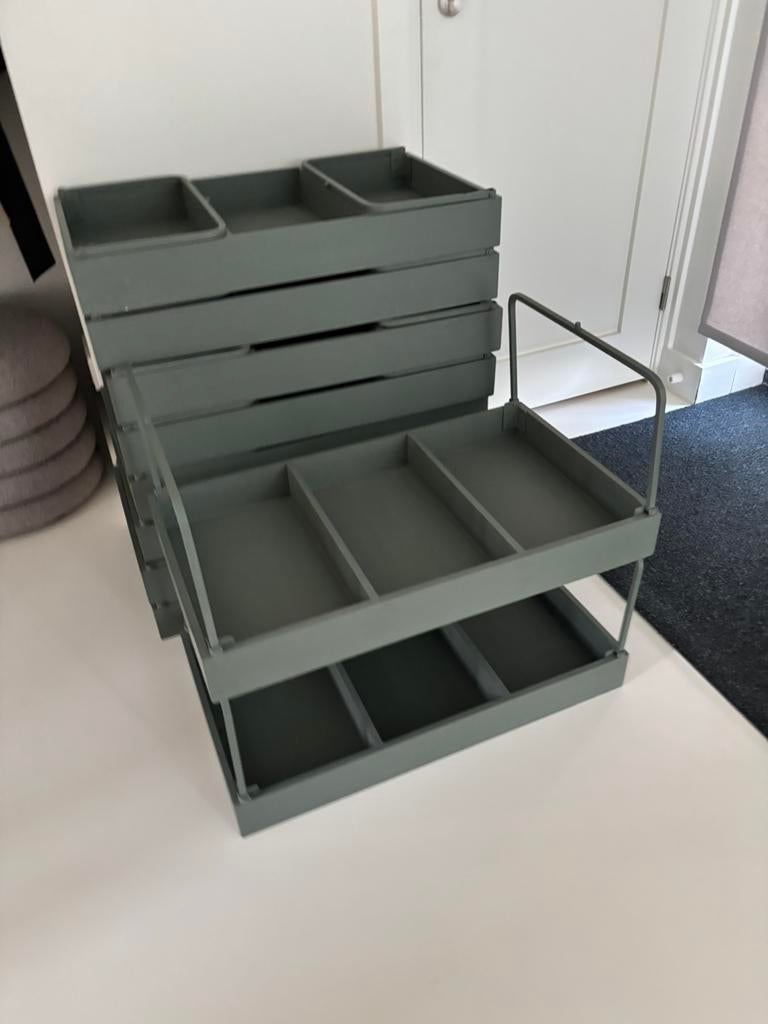 10 stuks Woood stapelbak Jort rek groen vakkenkast, Ophalen, Gebruikt