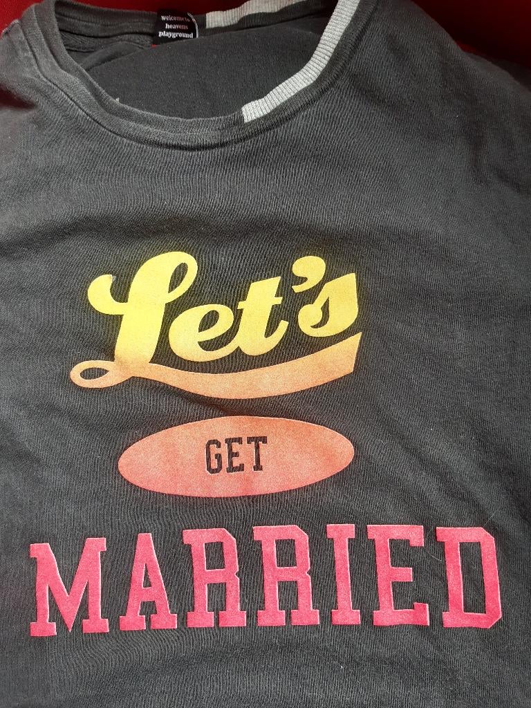 shirt, gsus,     " let`s get married"     maat L, Ophalen of Verzenden, Zo goed als nieuw, Zwart, Accessoires