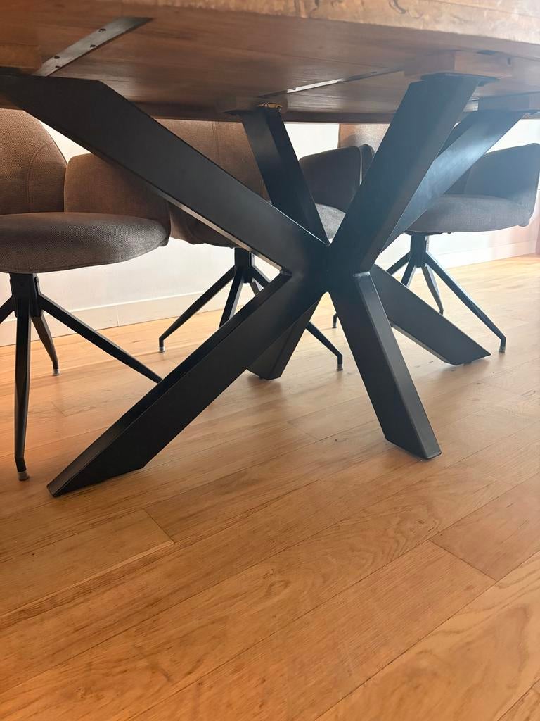 Mangohouten eettafel ovaal 220, Huis en Inrichting, Ophalen, Gebruikt, Vijf personen of meer, 200 cm of meer