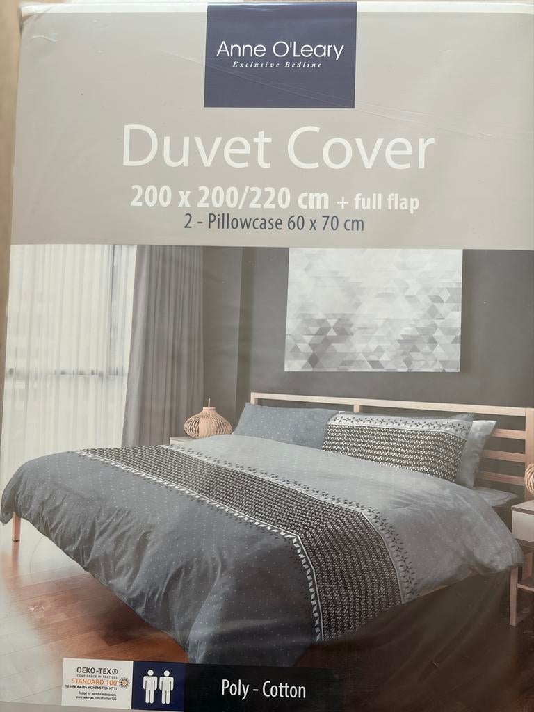 Dekbedovertrek Anne O'Leary 200x200/220 cm, Dekbedovertrek, Ophalen of Verzenden, Grijs, Nieuw
