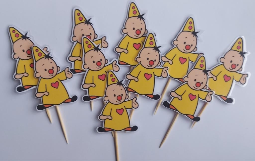 Set van 10 Bumba cupcake traktatie prikkers, Ophalen of Verzenden, Nieuw, Versiering, Verjaardag