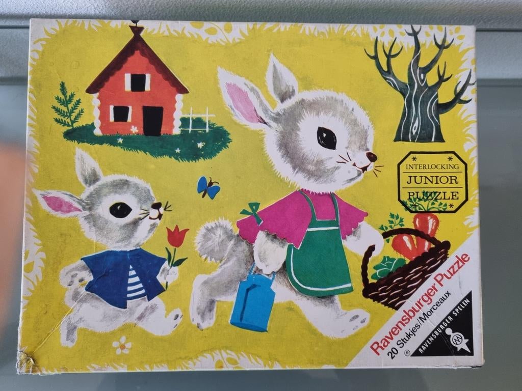 Ravensburger, Jrn'70, PUZZEL HOUT "DE HAZENKINDEREN", Igst!, Ophalen of Verzenden, Zo goed als nieuw
