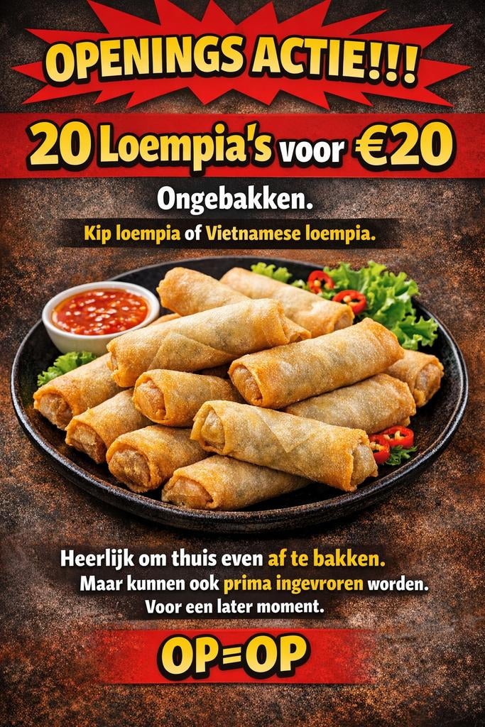 Verse Loempia's 20 voor €20, Ophalen