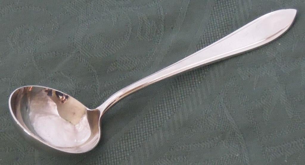 Nr J9: Verzilverde Gero 100 puntfilet juslepel, Antiek en Kunst, Ophalen of Verzenden