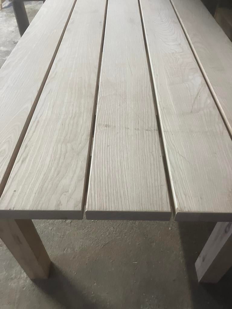 tuintafel  2 meter x 100 cm breed x 4 cm dik x 76 cm, Ophalen, Zo goed als nieuw, Rond, Hout