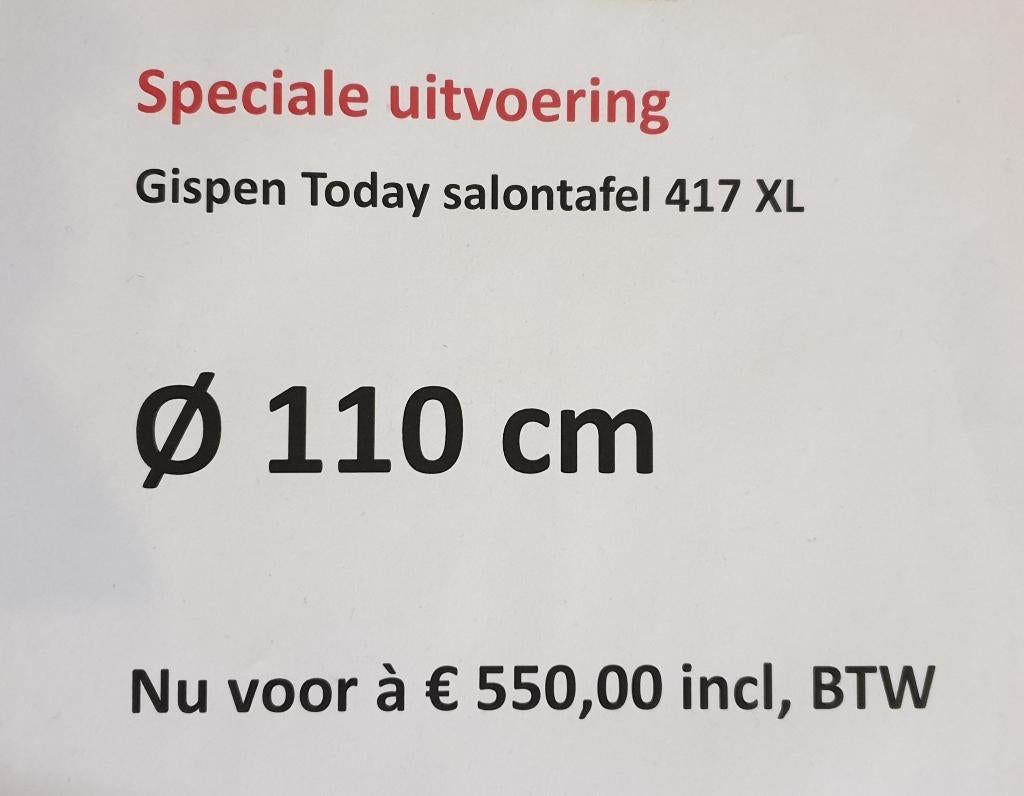 Salontafel Gispen 417 XL model 110cm doorsnede, Huis en Inrichting, Tafels | Salontafels, Ophalen, Rond, Zo goed als nieuw, Glas