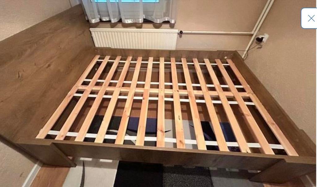 Jysk Vedde Bedframe 140x200 + 20cm Matras, Huis en Inrichting, Slaapkamer | Bedden, Ophalen, Bruin, Tweepersoons, 140 cm